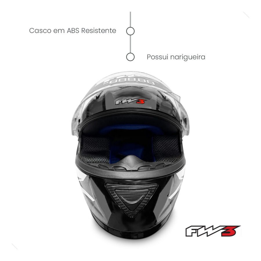 Capacete Moto Fechado Gtx Fox Fw3 Oculos Interno - Imagem 4