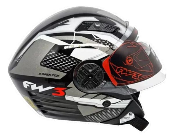 Capacete Fw3 X-open Up Fox Grafite Com Óculos